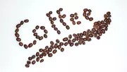 "Coffee" lettering with coffee beans