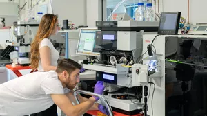 Scientists in a biotechnological laboratory