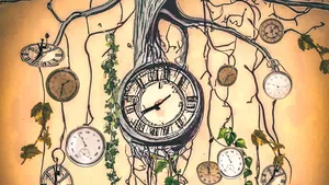 Tree with clock leaves