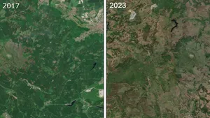Satellite images from the Harz Mountains from 2017 and 2023