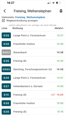 TUM Campus App - MVV departure times