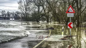Flooding floods a road