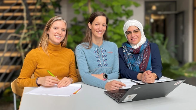 Dr. Doriane Aguanno, Dr. Eva Rath and Dr. Amira Metwaly (TUM)