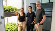 The research team with vertical farming of soybeans