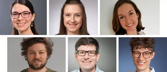 The authors of the best Master's theses of the academic year 2019/2020 were honored by Mayor Tobias Eschenbacher (from left to right, top: Franziska Baumann, Marie-Louise Kowollik, Deborah Kracheletz, bottom: Benjamin Franklin Meyer, Fabian Sauter, Clara Wagner). 