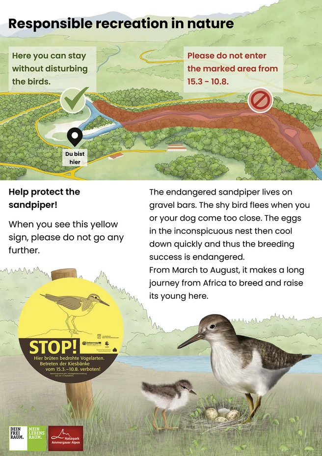 Sign about bird conservation (sandpiper)