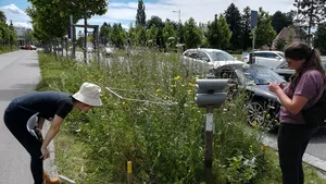 Der Luise-Kiesselbach-Platz wird vermessen 