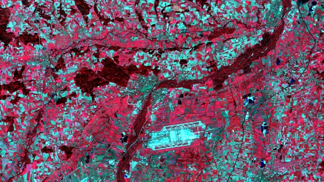Freising und Umgebung (Falschfarben mit Infrarot)