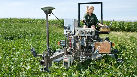 A doctoral student from the TUM School of Life Sciences conducts field experiments for her research.