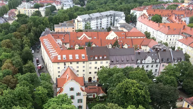 Grüne Infrastruktur in Form von Bäumen in einer Stadt